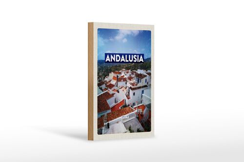 Holzschild Reise 12x18 cm Andalusia Spain Panorama Tourismus