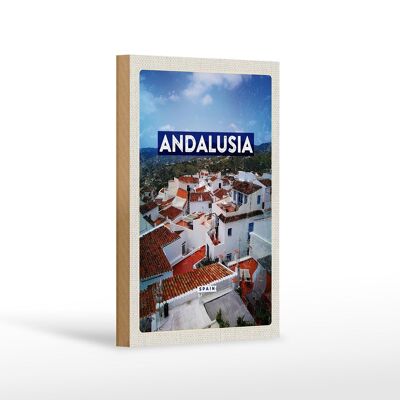 Cartello in legno da viaggio 12x18 cm Andalusia Spagna Panorama Turismo
