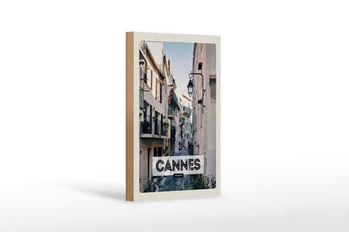Holzschild Reise 12x18 cm Cannes France Architektur Straße Dekoration