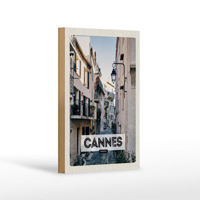 Cartel de madera viaje 12x18 cm Cannes Francia arquitectura decoración calle