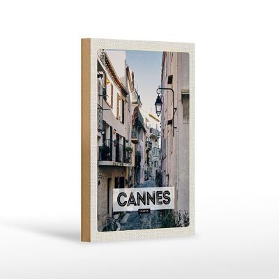 Holzschild Reise 12x18 cm Cannes France Architektur Straße Dekoration