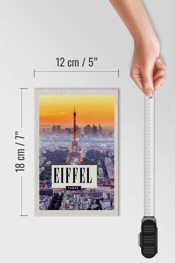 Panneau en bois voyage 12x18 cm Tour Eiffel ville coucher de soleil 4