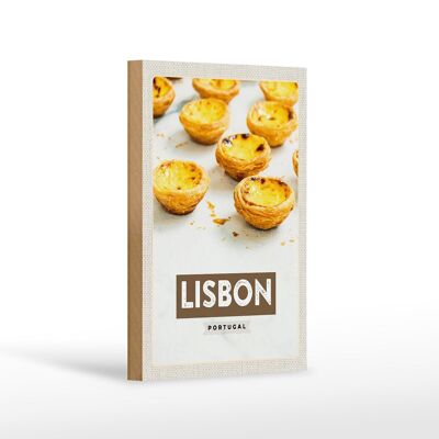 Cartel de madera viaje 12x18 cm Lisboa Portugal queso decoración regalo