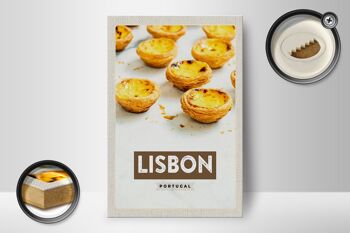 Panneau en bois voyage 12x18 cm Lisbonne Portugal fromage cadeau décoration 2