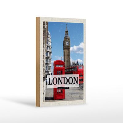 Cartel de madera Viaje 12x18 cm Teléfono de Londres Decoración de regalo retro