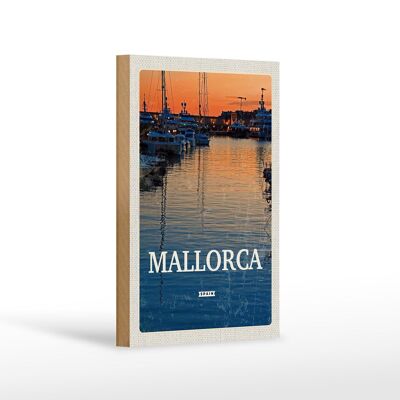 Cartel de madera viaje 12x18 cm Mallorca España decoración atardecer