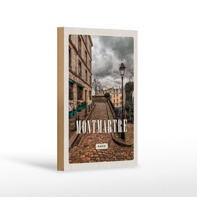 Panneau en bois voyage 12x18 cm décoration destination voyage vieille ville Montmartre