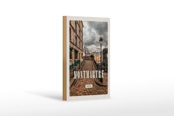 Panneau en bois voyage 12x18 cm décoration destination voyage vieille ville Montmartre 1