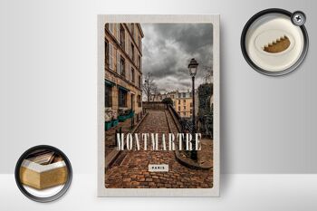 Panneau en bois voyage 12x18 cm décoration destination voyage vieille ville Montmartre 2