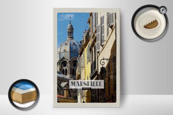 Panneau en bois voyage 12x18 cm Marseille France décoration rétro vieille ville 2