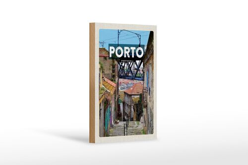 Holzschild Reise 12x18 cm Porto Portugal Altstadt Bild Dekoration