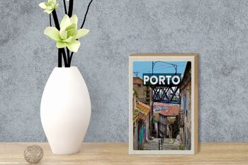 Panneau en bois voyage 12x18 cm Porto Portugal vieille ville décoration photo 3