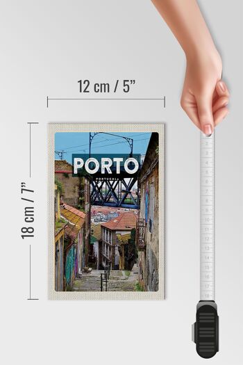 Panneau en bois voyage 12x18 cm Porto Portugal vieille ville décoration photo 4