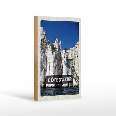 Cartel de madera viaje 12x18 cm Costa Azul Francia decoración turística