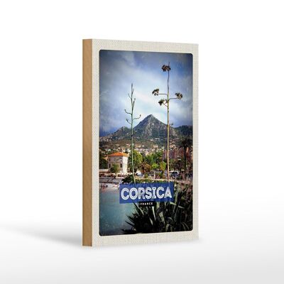 Cartello in legno da viaggio 12x18 cm Corsica Francia Francia Panorama