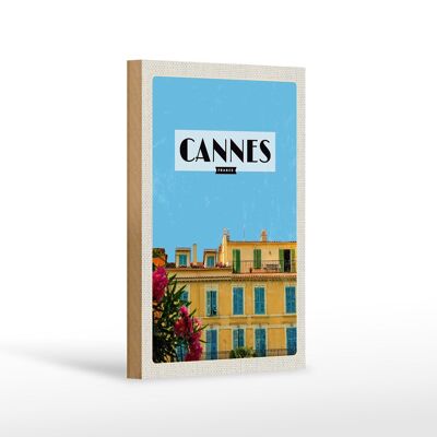 Cartel de madera viaje 12x18 cm Cannes Francia Francia turismo