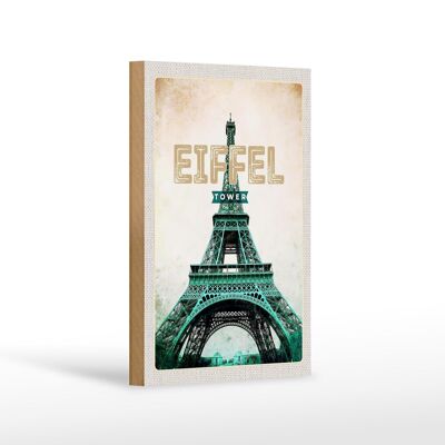 Cartel de madera viaje 12x18 cm Torre Eiffel decoración turismo retro