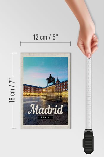 Panneau en bois voyage 12x18 cm Madrid Espagne ville coucher de soleil 4