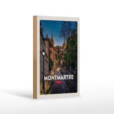 Cartel de madera viaje 12x18 cm Montmartre Paris decoración retro