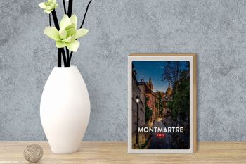 Panneau en bois voyage 12x18 cm Montmartre Paris décoration rétro 3