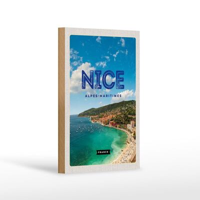 Cartel de madera de viaje 12x18 cm Imagen panorámica de los Alpes Marítimos de Niza