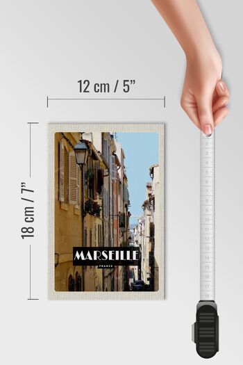 Panneau en bois voyage 12x18 cm Marseille France cadeau vieille ville 4