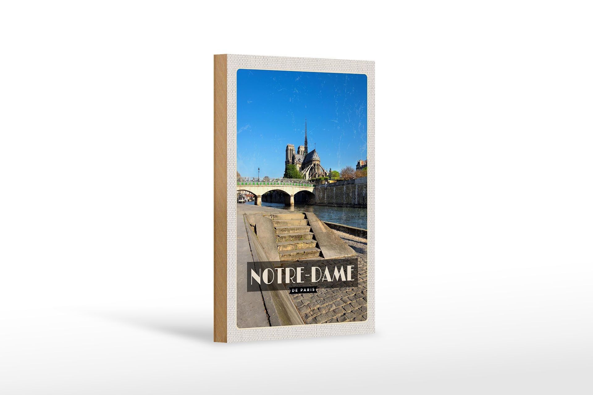 Buy wholesale Wooden sign travel 12x18 cm Paris France Seine Notre