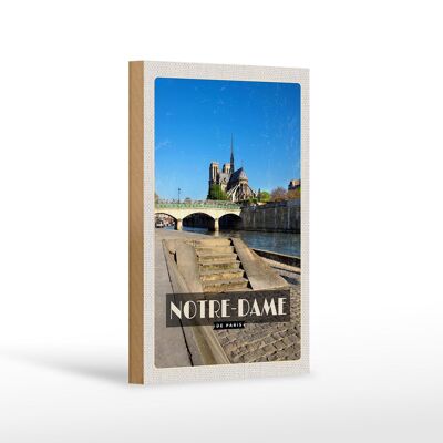 Cartel de madera viaje 12x18 cm Notre - Dame Paris decoración turística