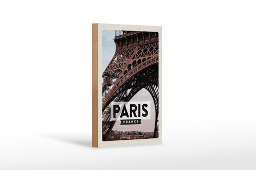 Holzschild Reise 12x18cm Paris France Reiseziel Eiffelturm Schild