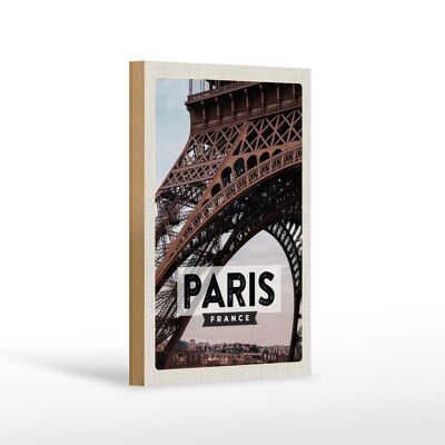Holzschild Reise 12x18cm Paris France Reiseziel Eiffelturm Schild