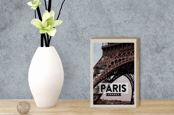 Panneau en bois voyage 12x18cm Paris France destination de voyage panneau Tour Eiffel 3