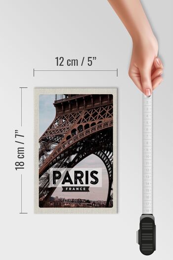Panneau en bois voyage 12x18cm Paris France destination de voyage panneau Tour Eiffel 4