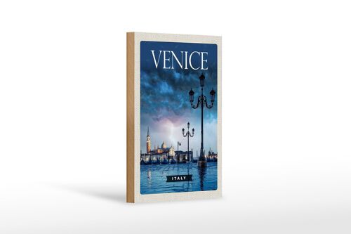 Holzschild Reise 12x18 cm Venice Italy Poster Blitz Gewitter
