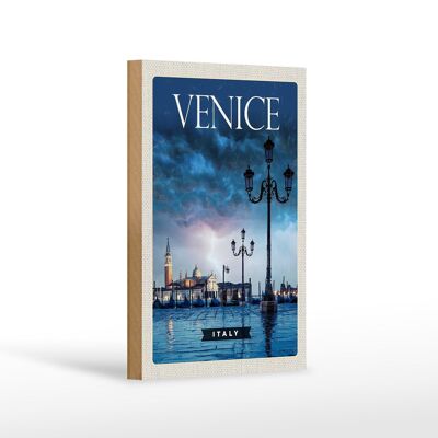 Holzschild Reise 12x18 cm Venice Italy Poster Blitz Gewitter