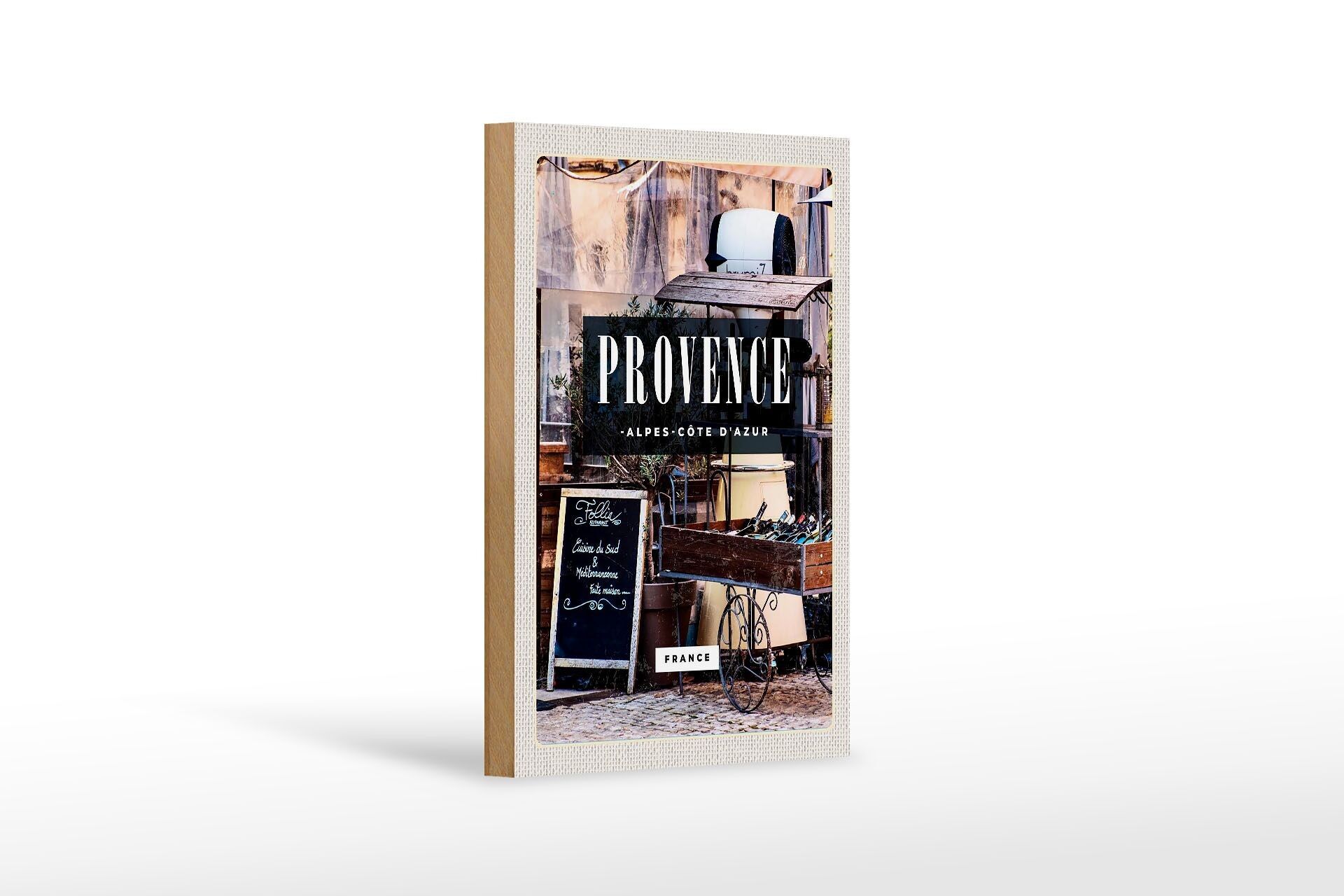 Panneau en bois voyage 12x18 cm Provende Alpes cote d'Azur France