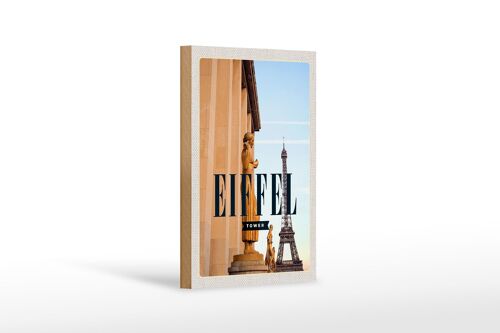 Holzschild Reise 12x18 cm Eiffel Tower Skulpturen Dekoration