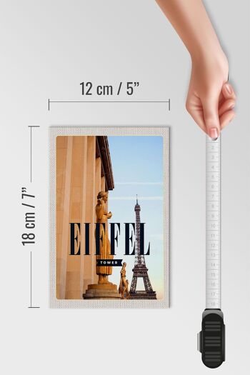 Panneau en bois voyage 12x18 cm décoration sculptures Tour Eiffel 4