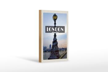 Panneau en bois voyage 12x18 cm Londres Royaume-Uni affiche rétro 1