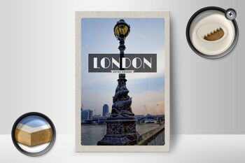 Panneau en bois voyage 12x18 cm Londres Royaume-Uni affiche rétro 2