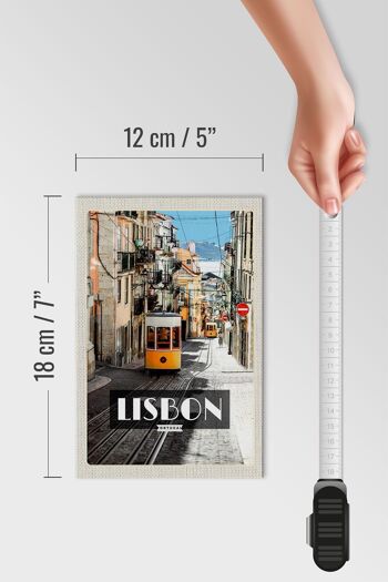 Panneau en bois voyage 12x18 cm décoration tramway Lisbonne Portugal 4