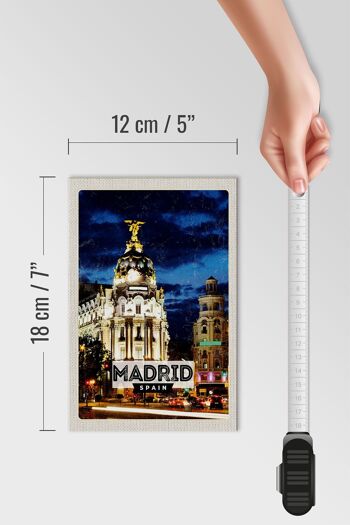 Panneau en bois de voyage 12x18 cm, affiche de nuit rétro de Madrid, Espagne, décoration 4