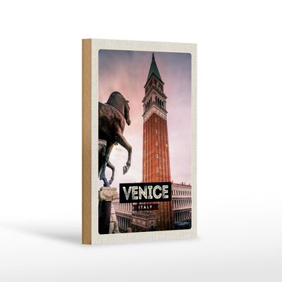 Holzschild Reise 12x18 cm Venice Italy Italien Pferd Geschenk