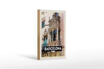 Panneau en bois voyage 12x18 cm Barcelone Espagne architecture tourisme 1