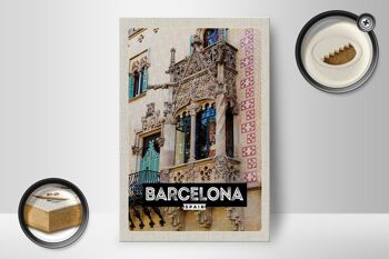 Panneau en bois voyage 12x18 cm Barcelone Espagne architecture tourisme 2