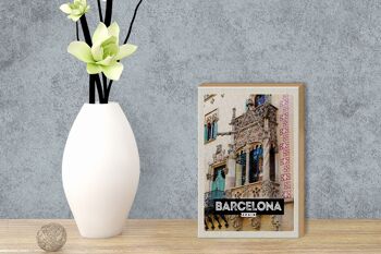 Panneau en bois voyage 12x18 cm Barcelone Espagne architecture tourisme 3