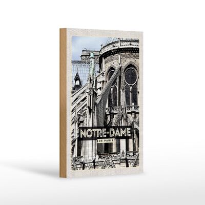 Cartel de madera viaje 12x18 cm decoración arquitectura Notre-Dame de Paris