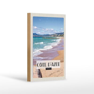 Cartel de madera viaje 12x18 cm Costa Azul Francia decoración destino de viaje