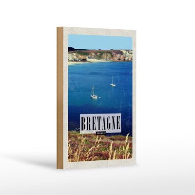 Cartello in legno da viaggio 12x18 cm Decorazione poster vacanze Bretagna Francia