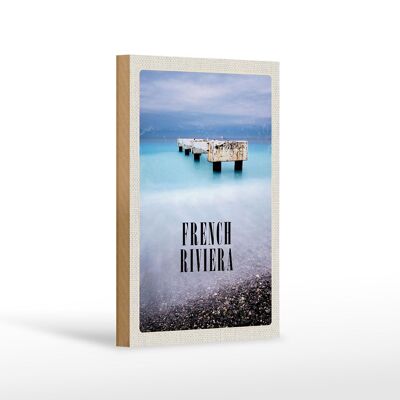 Cartel de madera de viaje 12x18 cm cartel de vacaciones en la Riviera Francesa retro