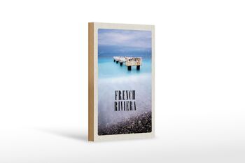 Panneau en bois voyage 12x18 cm Côte d'Azur affiche de vacances rétro 1
